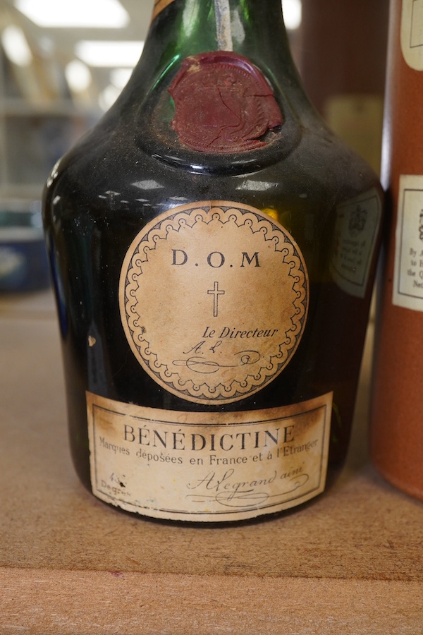 One bottle of Dom benedictine together with a bottle BOLS. Condition - fair, storage history unknown